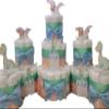 Dinosaur Theme Diaper Cake 5 piece set - 3 Tier - Baby Shower Gift - Blue, Green and Peach Dino view 1