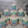 Dinosaur Theme Diaper Cake 5 piece set - 3 Tier - Baby Shower Gift - Blue, Green and Peach Dino view 2