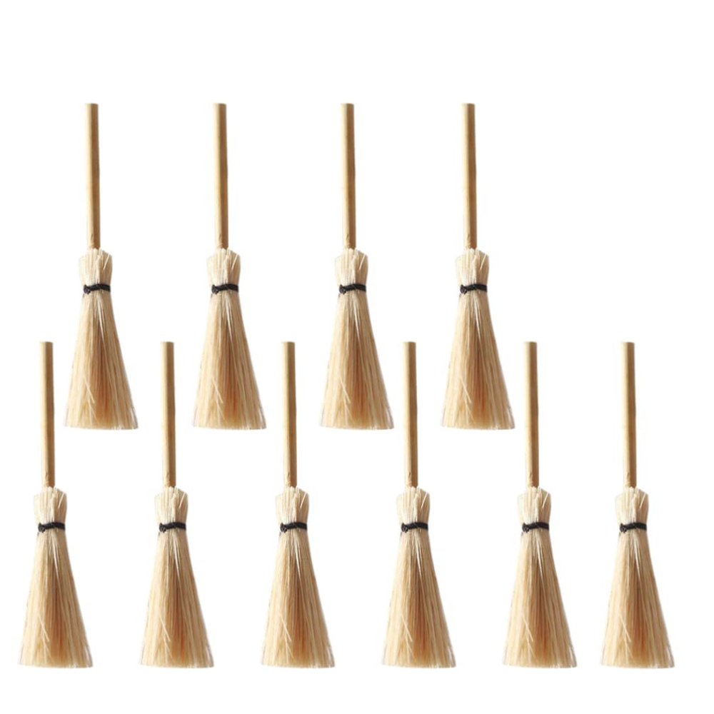 10pcs Miniature Broom Dollhouse Decor Educational Plaything for Imaginative Play for Boys and Girls Dollhouse Accessory