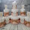 Teddy Bear Theme Diaper Cake 5 piece set - 3 Tier - Baby Shower Gift - Peach, Gold, Blue, Pink, White, Blue Bear, White Bear, Brown Bears view 4