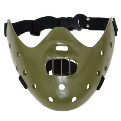 Bulex Halloween Mask Hannibal Lecter Mask Scary Halloween Role Play Realistic Horror Killer Mask Half Face Headwear Cosplay Resin Prop, Green