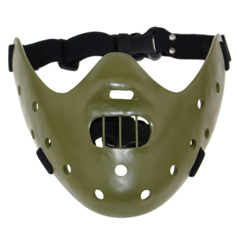 Bulex Halloween Mask Hannibal Lecter Mask Scary Halloween Role Play Realistic Horror Killer Mask Half Face Headwear Cosplay Resin Prop, Green