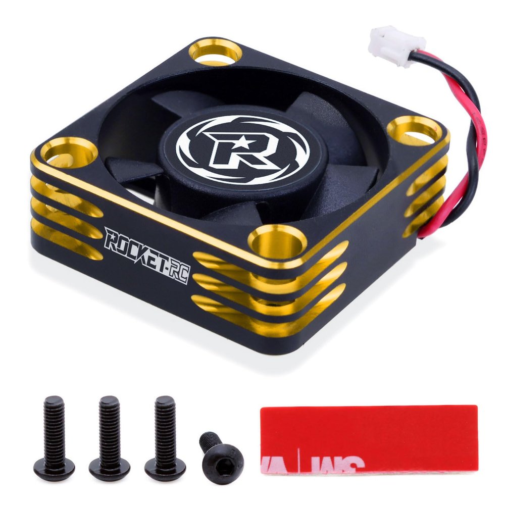Surpass Hobby 30mm RC Cooling Fan Heat Dissipation RC Fan 28000RPM ESC Fan for 1/10 1/8 RC Car Buggy ESC (Gold&Black)