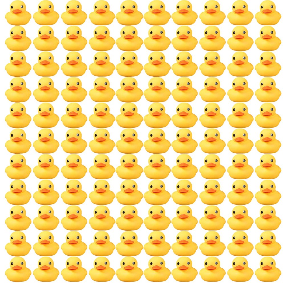 100 Wholesale Yellow Rubber Ducks Squeaky Bath Toys Water Play Toddler Duck 2"x2"x1.8" (100)