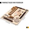 Montessori Busy Board for Toddlers, Wooden Sensory Toys, Preschool Learning Activities for Fine Motor Skills Travel Toy, Basic Life Skills Educational Gifts for 1, 2, 3 Years Old Kids Boys Girls view 2