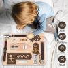 Montessori Busy Board for Toddlers, Wooden Sensory Toys, Preschool Learning Activities for Fine Motor Skills Travel Toy, Basic Life Skills Educational Gifts for 1, 2, 3 Years Old Kids Boys Girls view 4