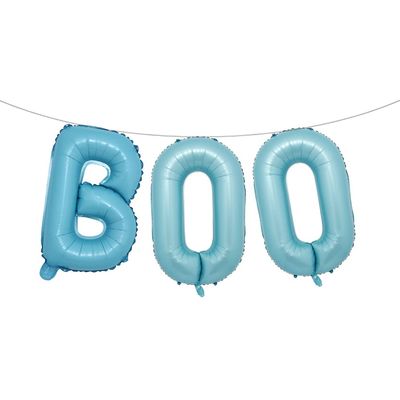 16 inch Halloween Party Balloons,Black Boo Multicolor Aluminum Foil Banner Balloons for Halloween Party Decorations and Supplies (BOO Light Blue)