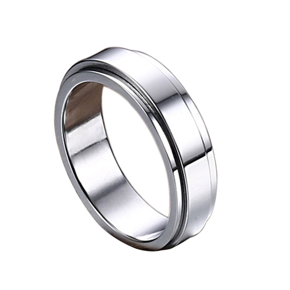 ANAZOZ Fidget Rings for Anxiety Teens, Stainless Steel Spinner Rings for Anxiety Fidget Band Rings for Women 6MM Size 7