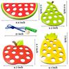 4 Pack Wooden Lacing Toy,Educational Threading Activity Puzzles,Learning Fine Motor Skill Travel Toy,Wooden Fruit Threading Set for Toddlers Kids 3 4 5 Year 1 Apple,1 Watermelon,1 Pineapple,1 Pear view 3