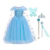 FMYFWY Girls Frozen Elsa Princess Fancy Dress Up Outfits Halloween Costume Christmas Birthday Party Tulle Gown w/Accessories Blue view 1