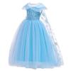 FMYFWY Girls Frozen Elsa Princess Fancy Dress Up Outfits Halloween Costume Christmas Birthday Party Tulle Gown w/Accessories Blue view 3