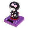 Amosfun Dashboard Doll Japanese Kimono Geisha Doll Solar Powered Dancing Shaking Head Figure Traditional Asian Car Dashboard Ornament Collectible Art Figurine Purple Twerking view 1