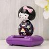 Amosfun Dashboard Doll Japanese Kimono Geisha Doll Solar Powered Dancing Shaking Head Figure Traditional Asian Car Dashboard Ornament Collectible Art Figurine Purple Twerking view 3