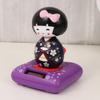Amosfun Dashboard Doll Japanese Kimono Geisha Doll Solar Powered Dancing Shaking Head Figure Traditional Asian Car Dashboard Ornament Collectible Art Figurine Purple Twerking view 4