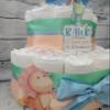 Dinosaur Theme Diaper Cake - 3 Tier - Baby Shower Gift - Blue, Green and Peach Dino view 4