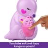 Polly Pocket Mini Toys, Mama and Joey Kangaroo Purse 2-in-1 Compact Playset with 2 Micro Dolls and Accessories, Travel Toys, HKV50 view 3