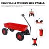 Sanch Ancha Classic Steel & Wood Utility Wagon for Family, Kids & Gardening, 10 All-Terrain Pneumatic Tires, 176 lb Capacity, Foldable Handle, Removable Wooden Sides (Red) view 4