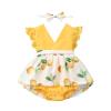 Baby Kids Girl's Outfits Sleeveless Lace Romper V Neck Lemon Print Bodysuit Dress+Bowknot Rainbow (Yellow, 0-6 Months) view 1