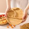 Suction Plates for Baby & Toddler, Bamboo Divided Platter Feeding Dishes with Silicone Fork& Spoon, All-Natural Baby Food Plate Stays for Baby-Led Weaning, Non-Slip Design view 2