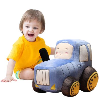 ELAINREN Cute Blue Tractor Stuffed Truck Toy Simulation Farm Tractor Plush Car Doll Gifts/22x30x20cm