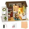 DIY Miniature Dollhouse Kit Realistic Mini 3D Wooden Mini Doll House Room with Furniture LED Lights Christmas Decoration Birthday Gift for Teens Adults (Happy time) view 2