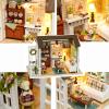 DIY Miniature Dollhouse Kit Realistic Mini 3D Wooden Mini Doll House Room with Furniture LED Lights Christmas Decoration Birthday Gift for Teens Adults (Happy time) view 3