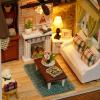 DIY Miniature Dollhouse Kit Realistic Mini 3D Wooden Mini Doll House Room with Furniture LED Lights Christmas Decoration Birthday Gift for Teens Adults (Happy time) view 4