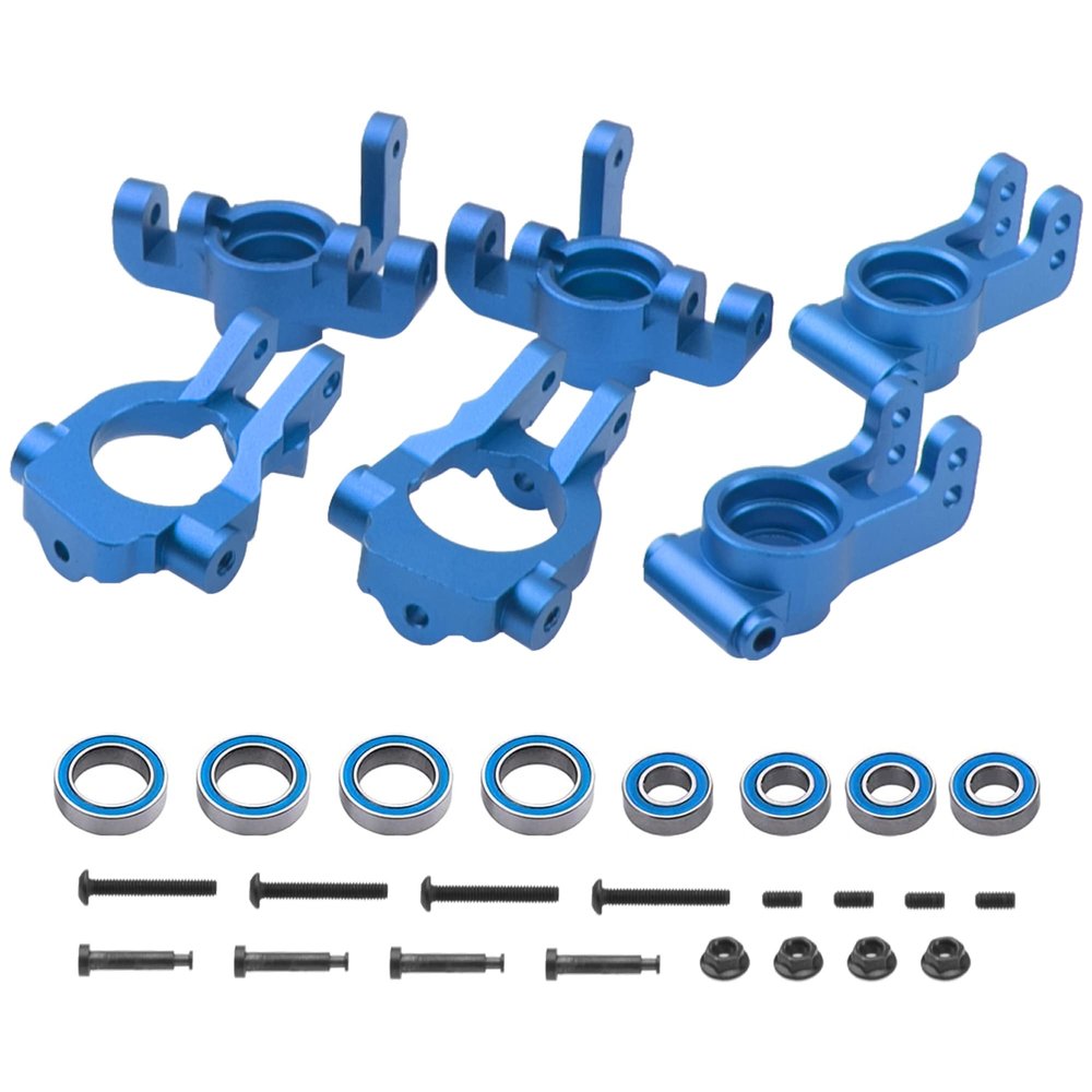 ShareGoo Metal Front Steering Knuckles & Base C-Hubs Caster Blocks & Rear Stub Axle Carriers Compatible with 1/10 Losi Tenacity TT Pro 4WD SCT DB Pro Lasernut U4 RC Truck (Blue)