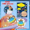 100 Pcs Make a Face Outer Space Stickers Sheets Make Your Own Astronaut Stickers Solar System Space Themed Party Favors for DIY Birthday Party Favors Craft Kit view 2