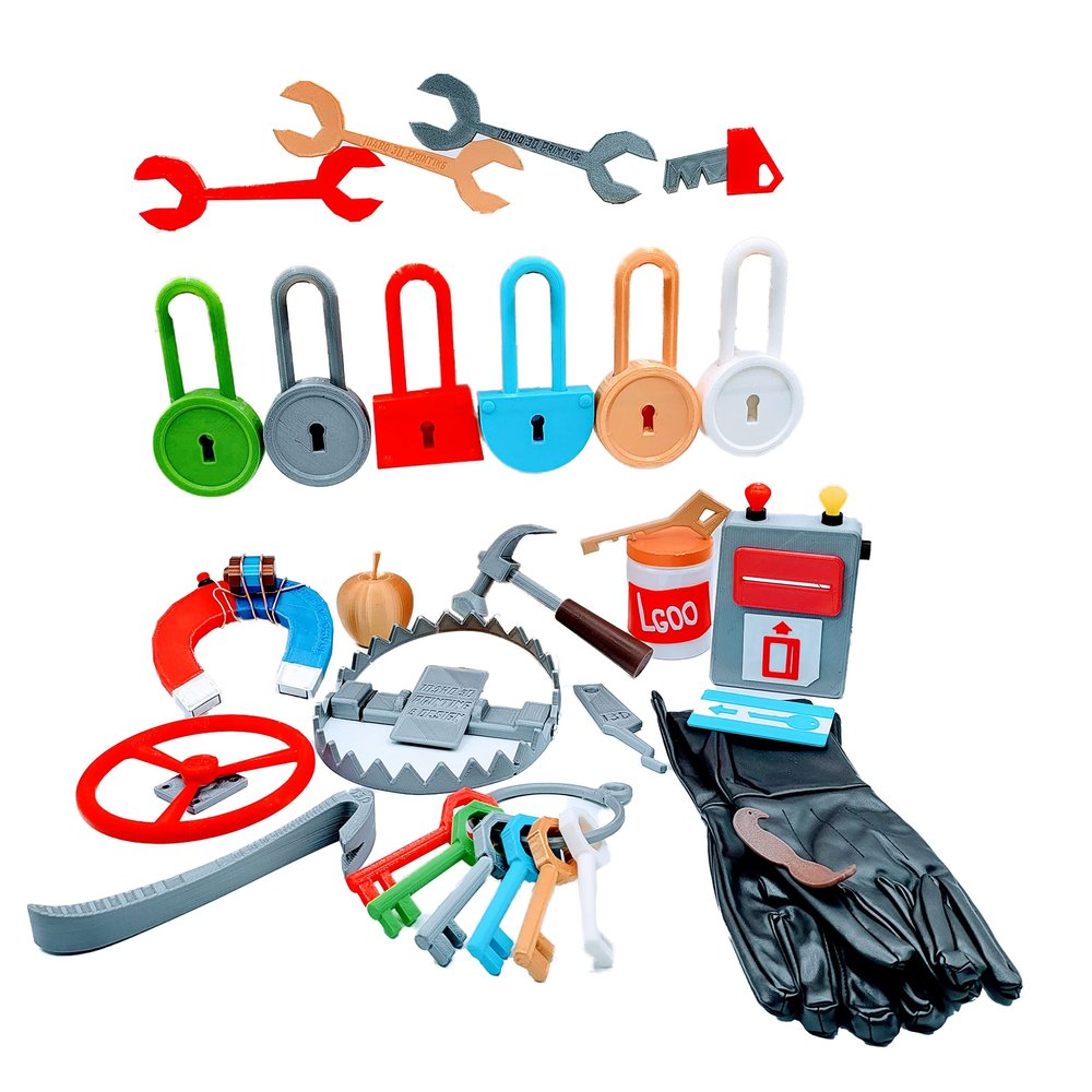 Hello Neighbor Toy Set - Complete Collection 3D Printed |Locks Keys Pretend Play| Made in USA - Fan Inspired
