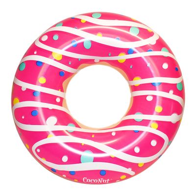 Coconut Outdoor Sprinkled & Glazed Pink Donut Pool Float  Inflatable Pool Ring  Durable Long Lasting Lounge Tube and Water Toy  Fun Decoration for Parties, Events  Ages 8+ Years