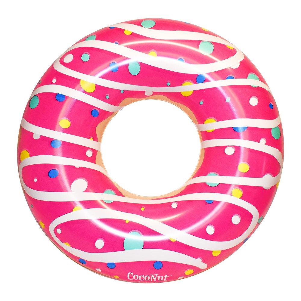 Coconut Outdoor Sprinkled & Glazed Pink Donut Pool Float  Inflatable Pool Ring  Durable Long Lasting Lounge Tube and Water Toy  Fun Decoration for Parties, Events  Ages 8+ Years
