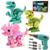 FREE TO FLY Dinosaur Toys for 3 4 5 6 Years Old Girls, Take Apart Dinosaur Learning Toys for Kids 3-5 5-7, STEM Building Construction Set with Electric Drill, Birthday Ideas view 1