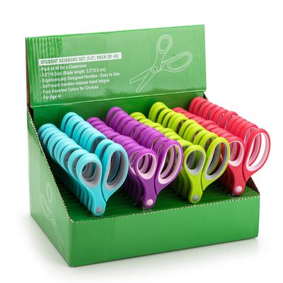 Potamish Kids Scissors (48 Count Teacher Pack, Rounded-tip, 5.6 Inch) - 5.6'' Soft Touch Blunt School Student Scissors Shears PM-003-R48-A (Pack of 48)