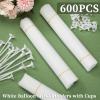 600 Pcs Plastic Balloon Sticks with Cups, Reusable Balloon Holder for Balloon Stand Birthday Christmas Party Wedding Anniversary Decoration(White) view 3