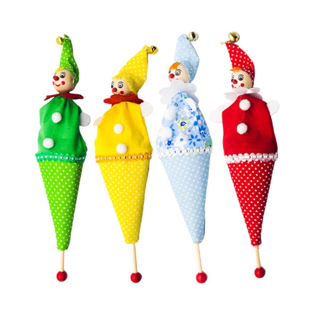 YKBAH 4Pcs Christmas Hand Puppets Clown Pop Up Plush Hand Puppet Telescopic Stick