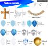 133pcs Baptism(Bautizo) balloons party decorations,first communion decorations for boys and girls.god bless banner confirmation decorations party supplies,birthday baby shower view 2