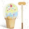 Ice Cream Piata Ice Cream Cone Shaped Piata with Stick Blindfold for Kids Birthday Summer Candy Theme Girls Baby Shower Beach Wedding Party Supplies Decorations, 15.8 x 9.5 Inch(Khaki) view 1