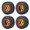 WEFEINO RC Beadlock Wheels and Tires 4Pcs 1.0" Micro Crawler Tires for Axial SCX24 90081 Deadbolt 1/24 RC Crawler Car (Orange, 50mm) view 1