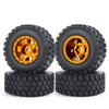 WEFEINO RC Beadlock Wheels and Tires 4Pcs 1.0" Micro Crawler Tires for Axial SCX24 90081 Deadbolt 1/24 RC Crawler Car (Orange, 50mm) view 2