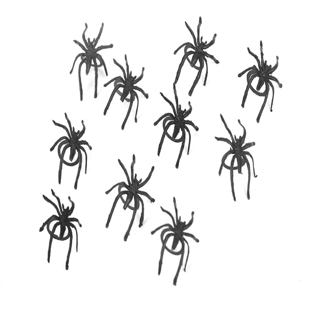 Spider Rings Halloween Party Favors Decorations Black Spider Ring Set for Men Women Halloween Rings Plastic Spider Finger Ring Costume Accessories 10Pcs