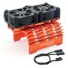 Surpass Hobby Dual 30mm Cooling Fan 27000RPM RC Car Motor Heatsink with Metal Cover for 1/8 1/7 RC Car Diameter 40/ 42mm Brushless Motor (Orange) view 1