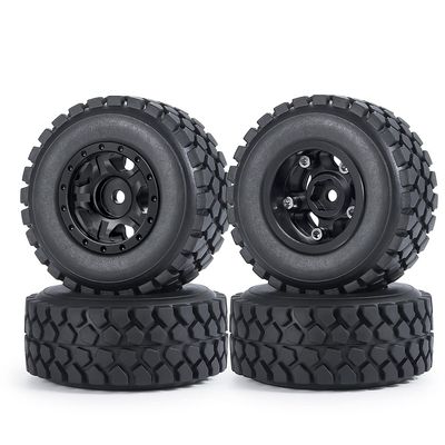 WEFEINO 4Pcs 1.0" Beadlock Wheels Tires for Axial SCX24 90081 Deadbolt 1/24 RC Crawler Car (Black, 54mm)