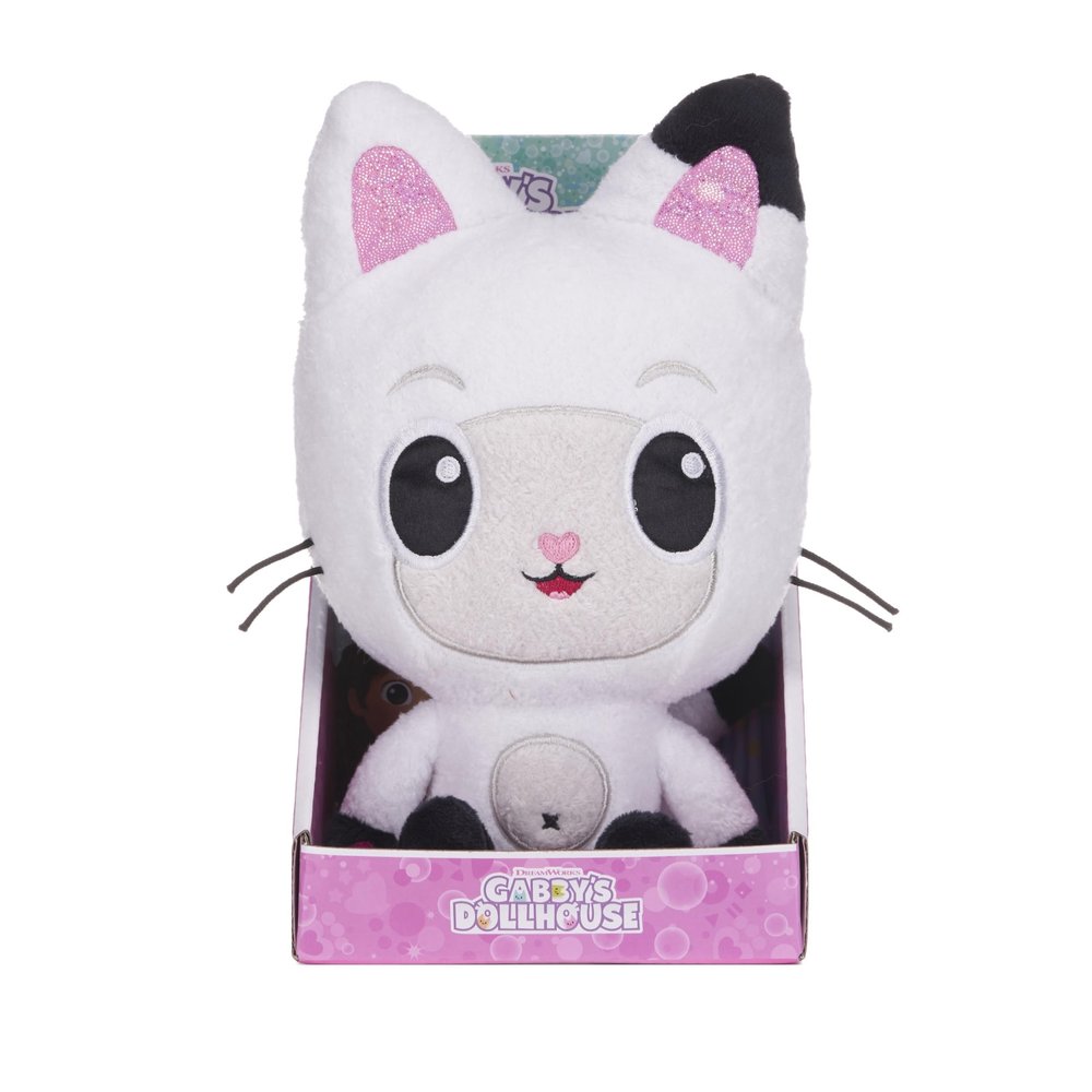 Posh Paws 50105 Gabby's Dollhouse 25cm (10-inches) Pandy Paws Character Soft Plush Toy, White