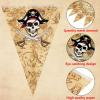 49 ft Halloween Jolly Roger Decorations Pirate Adventure Birthday Pennant Banner Pre-strung Skull Bones Hanging Flags Kids, Boys & Girls Treasure Hunt Party Decor for Indoor Outdoor Use view 3