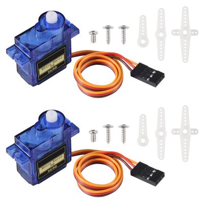 Diitao 2PCS SG90 9g Servo Motor Micro Servo Metal Geared Motor Kit Mini Servos for RC Robot Helicopter Airplane Controls Car Boat with Cable (SG90)