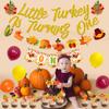 Thanksgiving 1st Birthday Party Decorations Little Turkey is Turning One Banner Fall Theme Garland Balloons One Cake Topper High Chair Banner Set for Boys or Girls Autumn First Birthday Party Supplies view 2