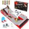 Hamino 14 in 1 Fingerboard Skate Park Ramp Kit, Finger Skateboards Toys with Scooter Bike Skate Canvas Shoes Finger Shorts, Mini Fingerskateboards Training Props Interactive Skate Game for Kids Adults view 1