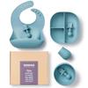 SAMiGO Silicone Baby Feeding Set, Baby Led Weaning Supplies, Suction Bowl Plate Bib Cup Self Feeding Spoons, Solid Food Eating Essentials, First Stage Utensils, 6+ Months view 1