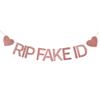 21st Birthday Decorations for Her, Pre-Strung RIP FAKE ID Banner -Rose Gold Glitter, Happy 21 Year Old Party Birthday Sign gifts view 1